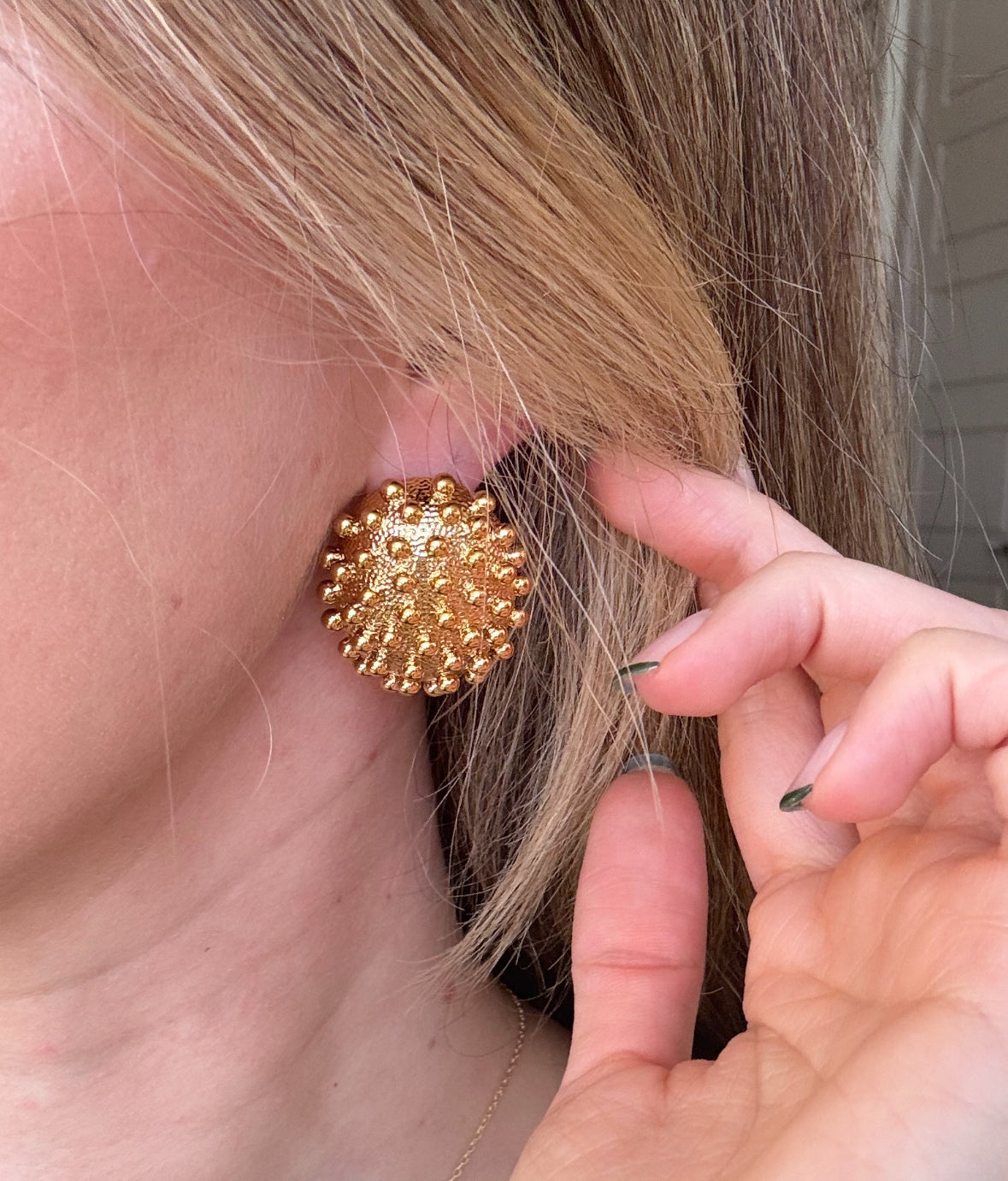 Camila Oval Dot Gold Earrings
