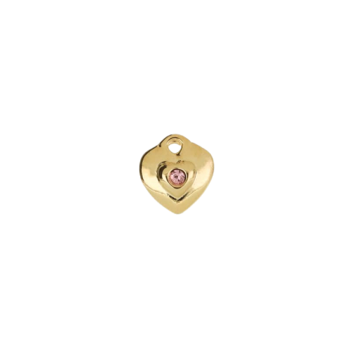 Pink Double Heart charm in 22K gold-plated finish
