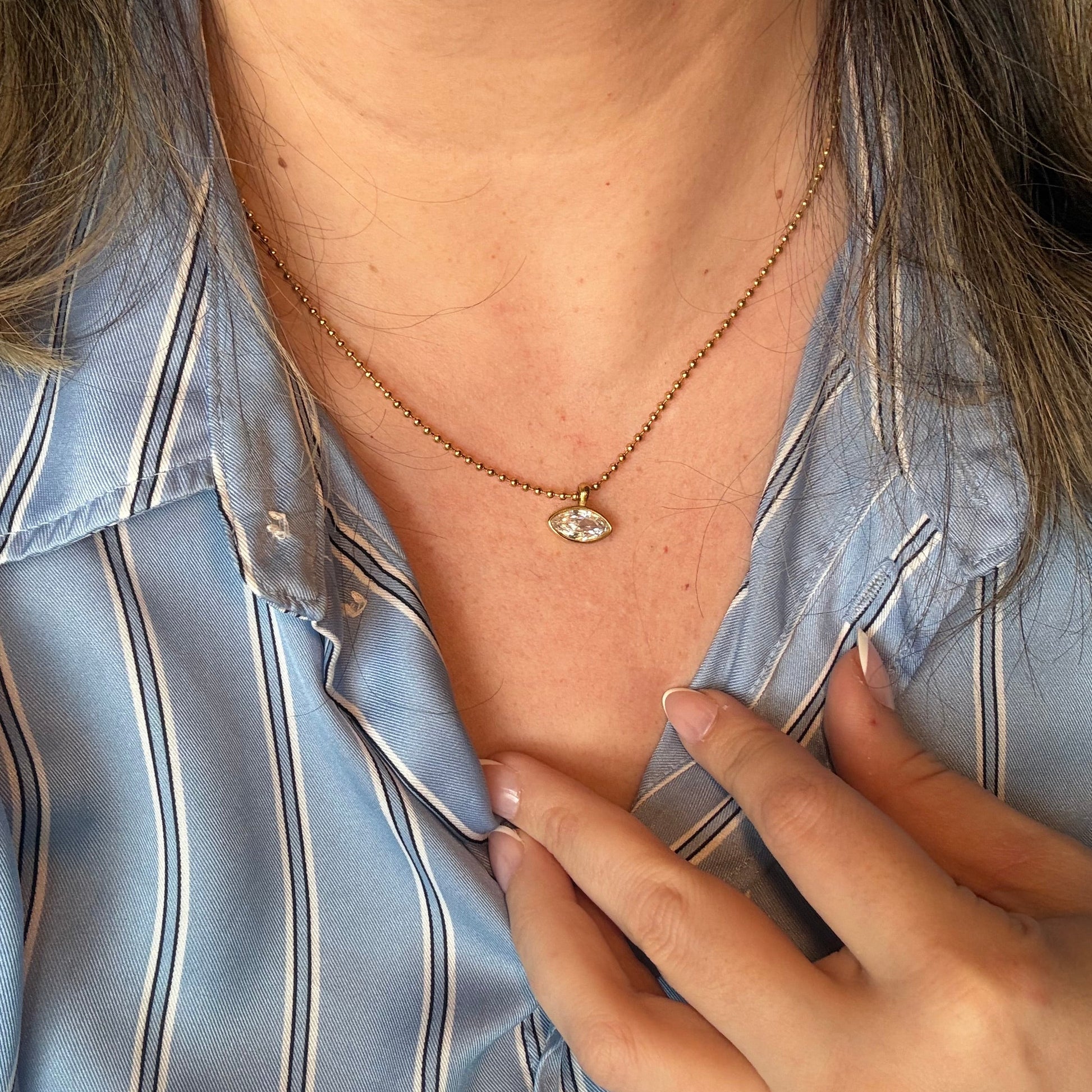 Charlotte marquise ball chain necklace close-up detail