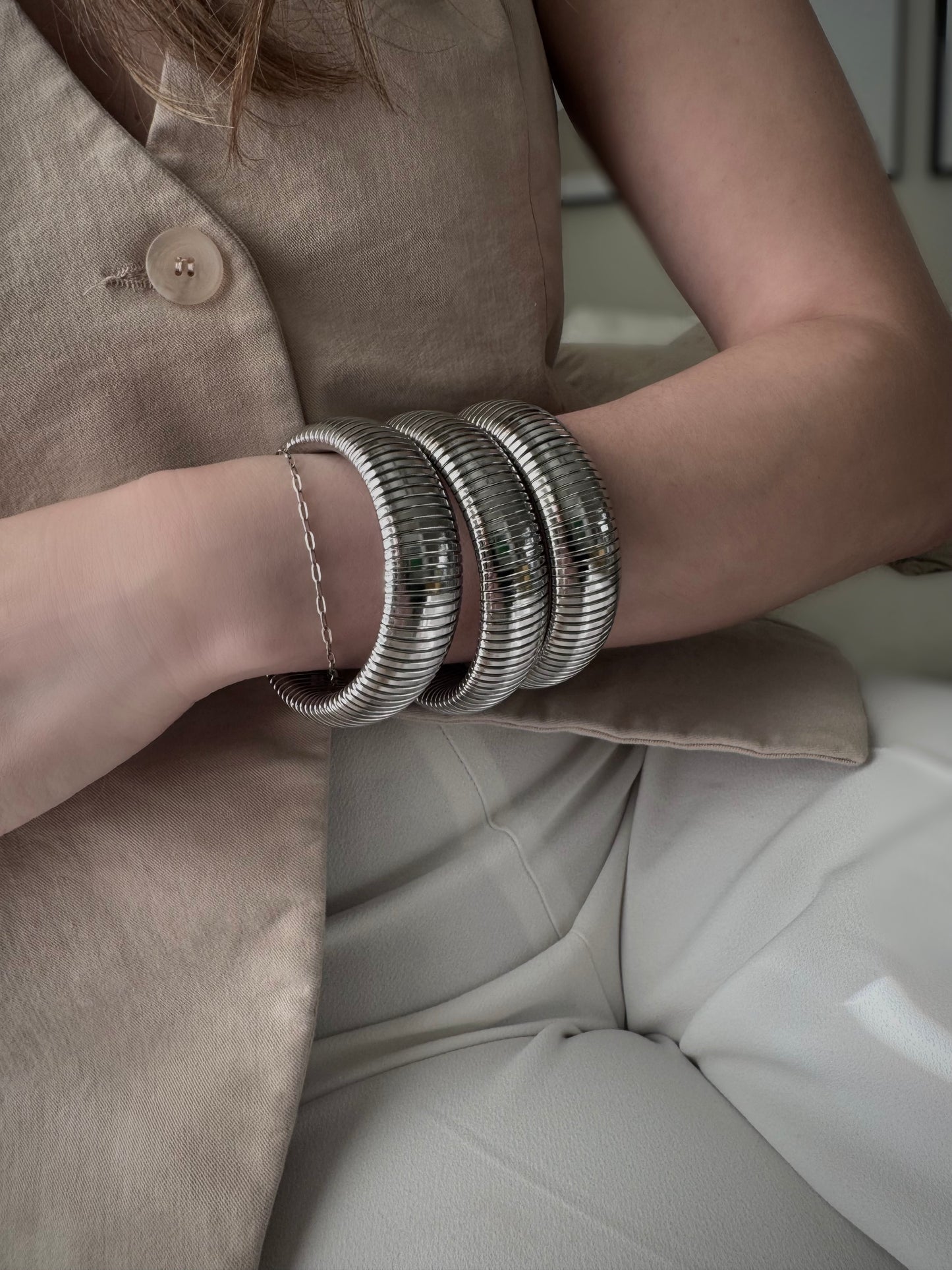 Bold Snake Silver Bracelet