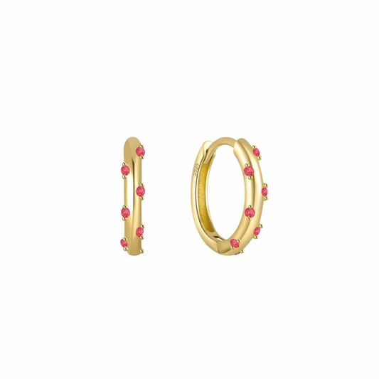 Add a splash of color to your daily routine with our Red Yoli Hoops! These playful hoops are sure to brighten up any outfit and put a smile on your face.

The combination of the gold color and the red stone creates a harmonious and eye-catching piece, suitable for both casual and more formal occasions.


Material: .925 Sterling Silver + 18K gold plated
Measurments: 