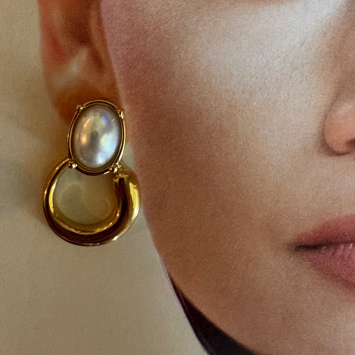 Natalie pearl drop earrings lifestyle shot
