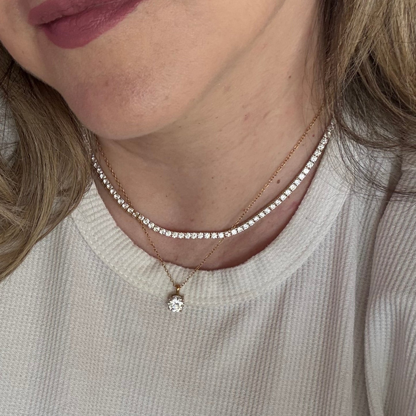 Kayla solitaire necklace lifestyle shot
