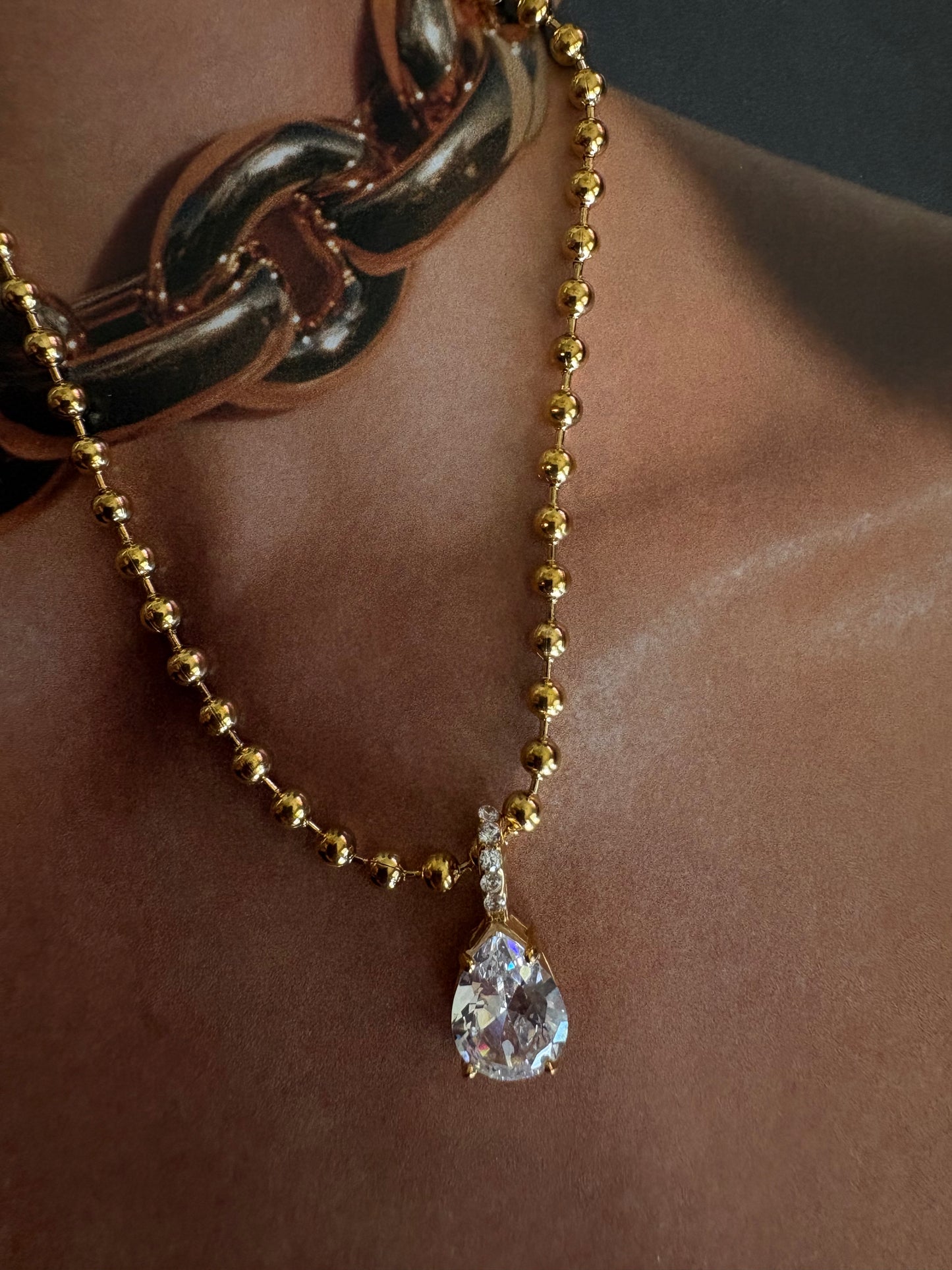 Charlotte Teardrop Ball Chain Necklace
