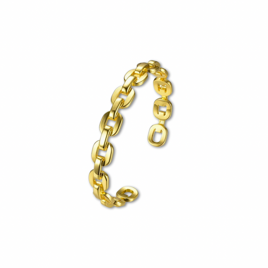 This SMALL LINK GOLDEN BRACELET adds a touch of trendy elegance to any outfit.

With its small linked design, it's perfect for stacking or wearing alone for a subtle statement.

So go ahead and mix and match - you'll be the golden girl of the party!

Material: 100% brass 18k gold plated

Measurements: 2.5 x 2.1 in