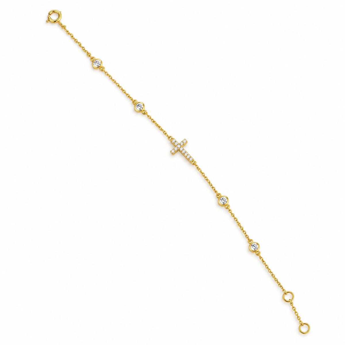 Pave Cross Gold Bracelet