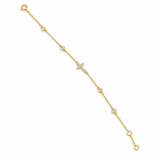 Pave Cross Gold Bracelet