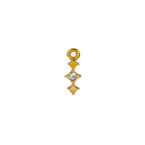 Triple Star Crystal charm in 22K gold-plated finish