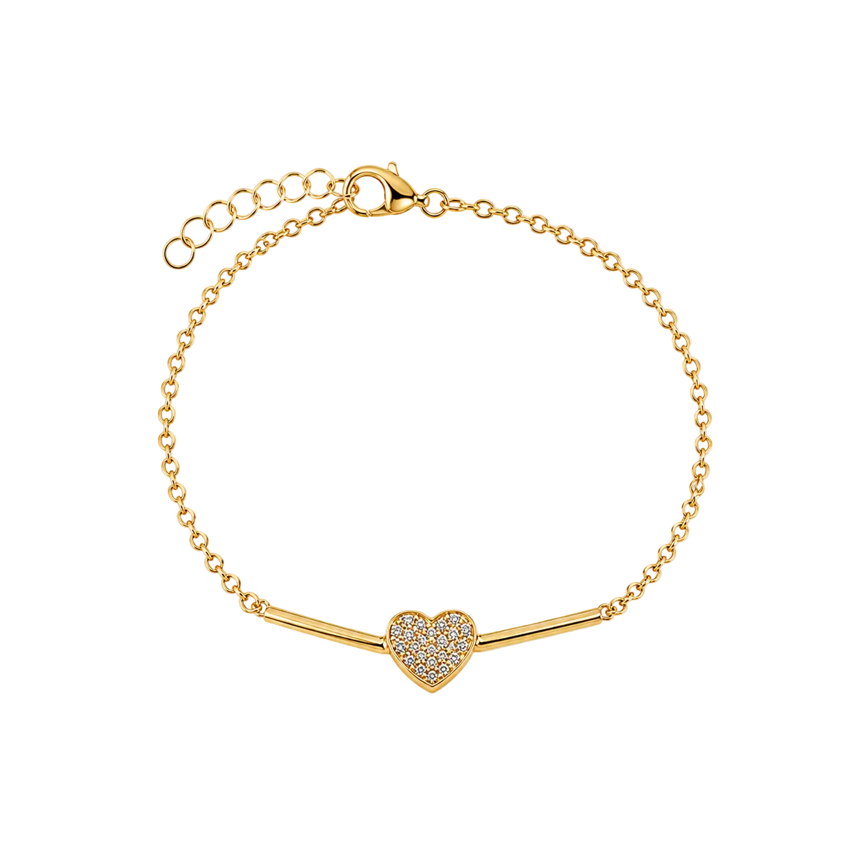 Pave Heart Bar Bracelet