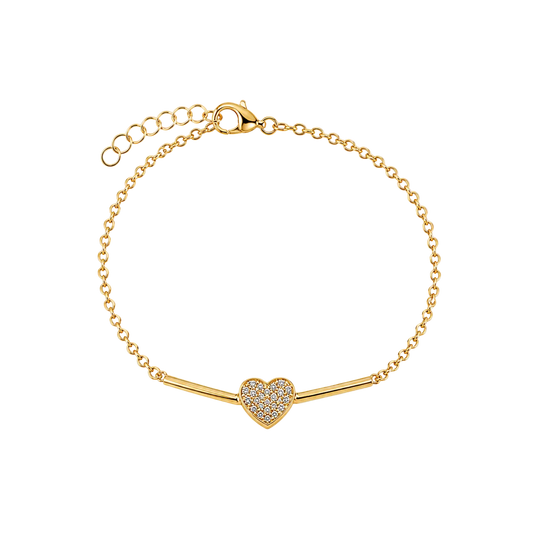 Pave Heart Bar Bracelet