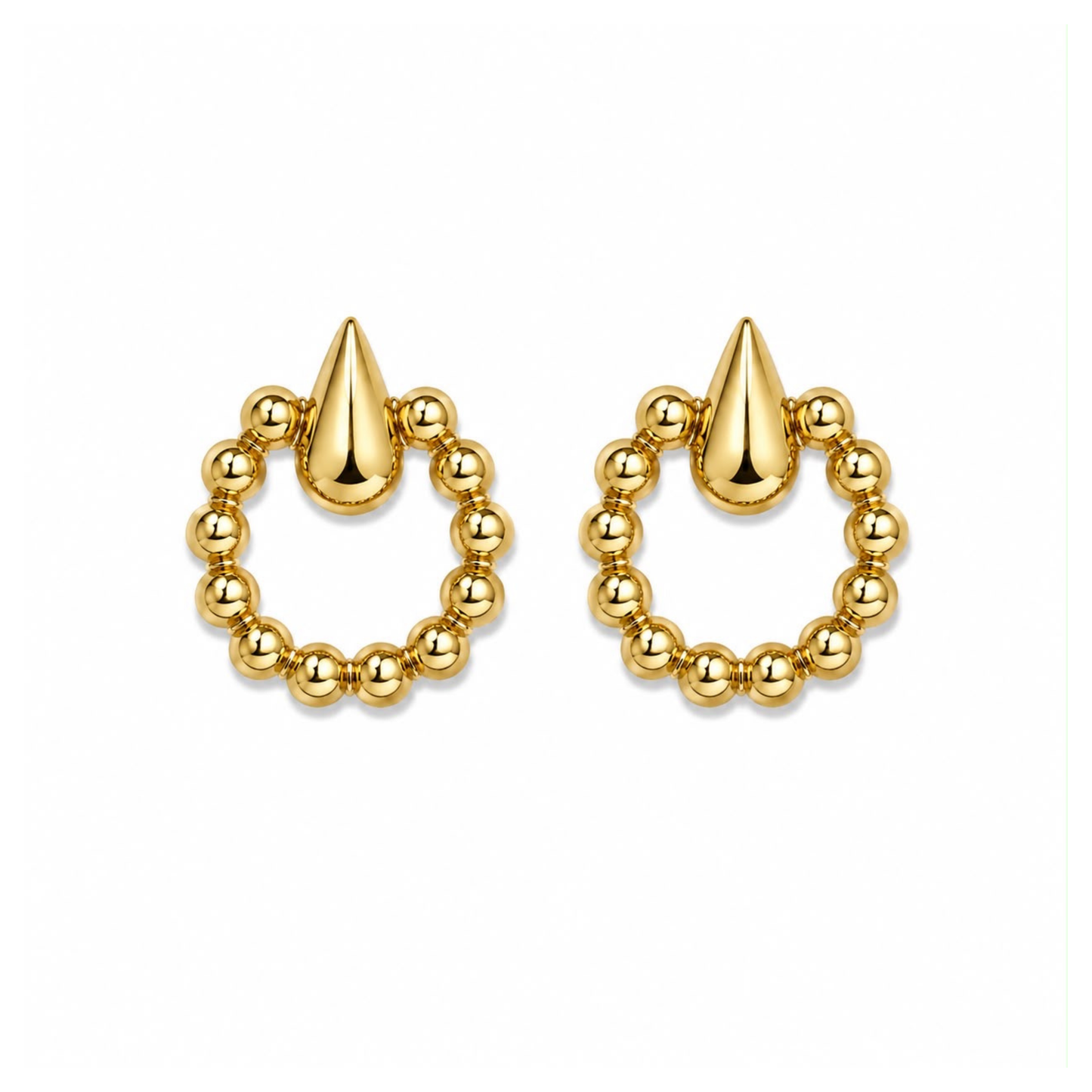 Helen beaded gold drop earrings front view on white background