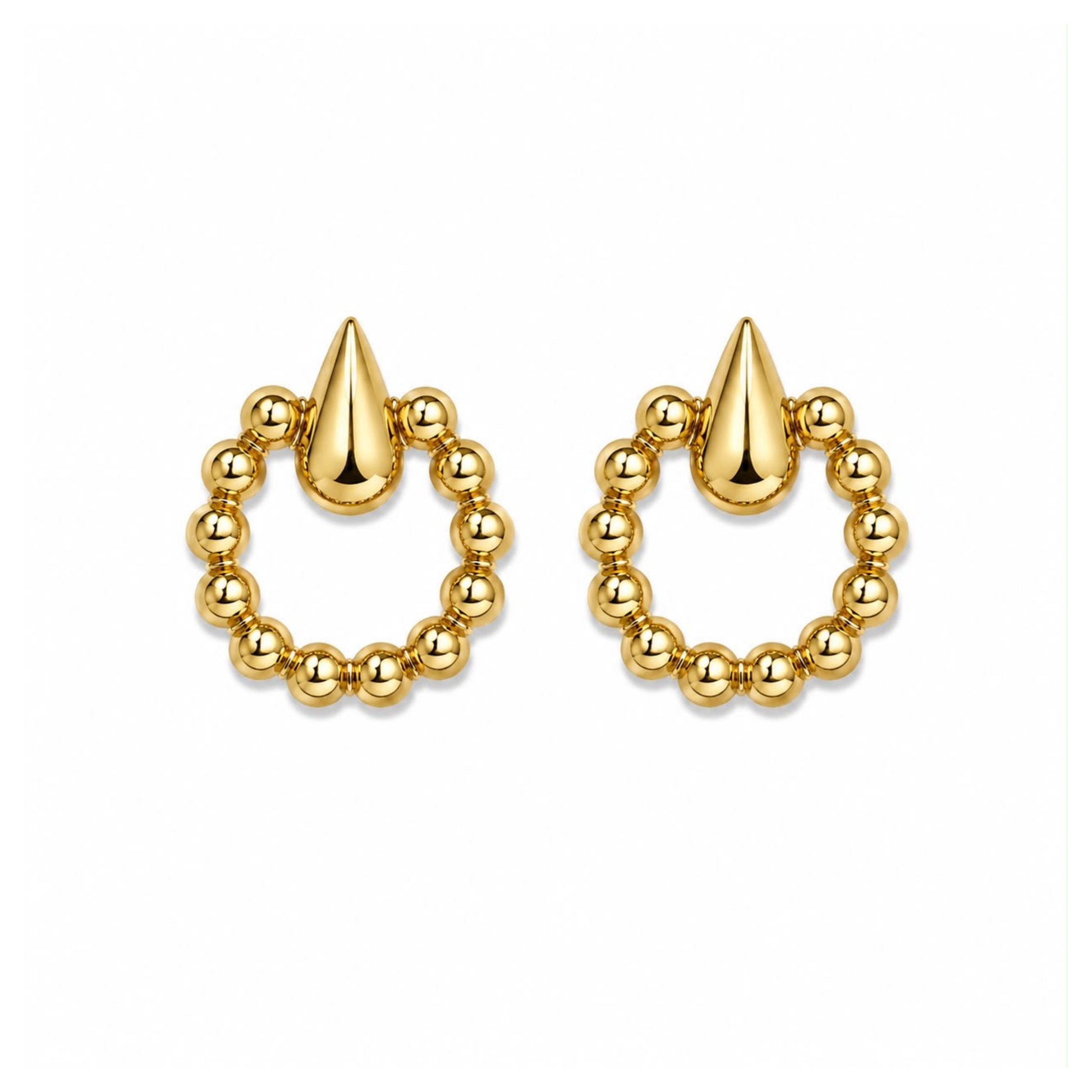 Helen beaded gold drop earrings front view on white background