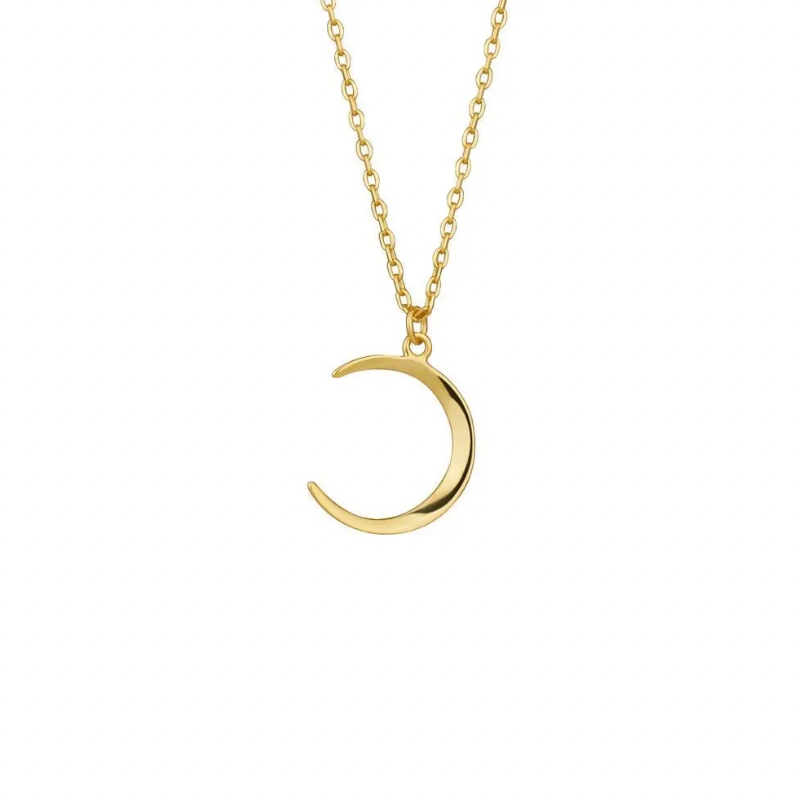 Elevate your daily affirmations with our Skinny Moon Golden Necklace. 

✨“I embrace growth, welcoming new opportunities that come my way.” ✨

This delicate piece is crafted in .925 Sterling Silver + gold plated 18K and features a slender moon pendant, reminding you to stay connected to your inner peace and confidence.

This perfectly sits right above the cleavage and we love this for one of the longer layers in your layered stack.
