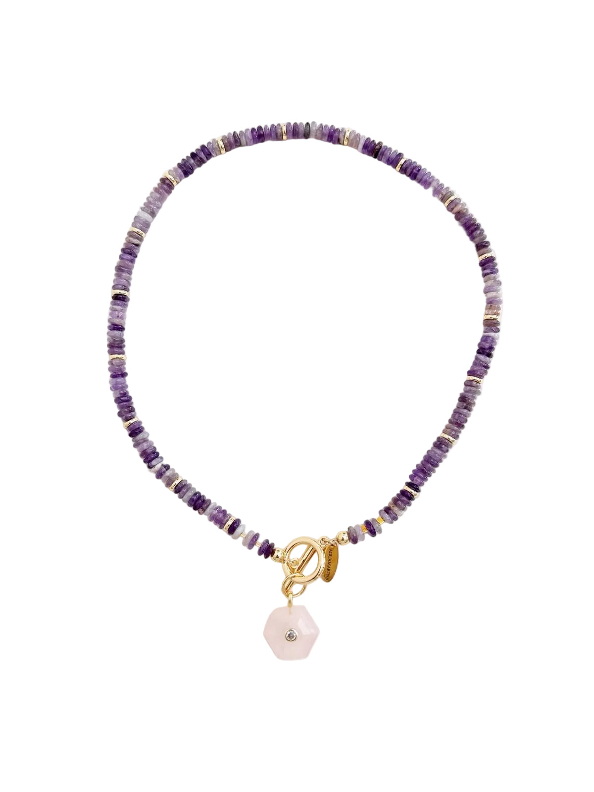Côte d'Azur amethyst and rose quartz necklace with genuine gemstones