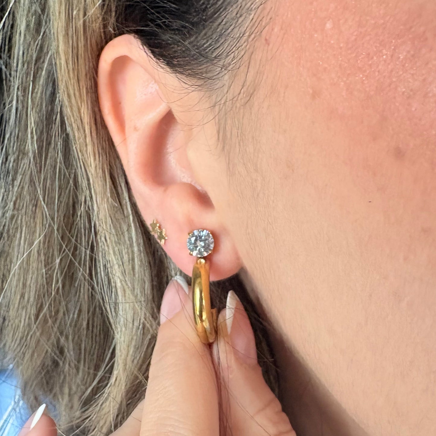 Tiffany zircon hoop earrings lifestyle shot