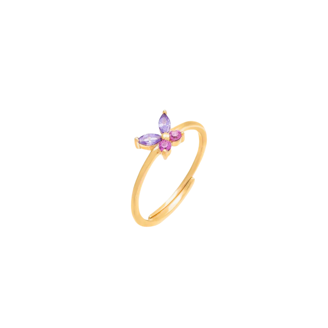 Elevate your style with our beautiful Purple Butterfly Ring. The intricate butterfly design and stunning purple hue make this ring a must-have accessory. Made with high-quality materials, it's a durable and eye-catching addition to any outfit. Showcase your unique personality with this iconic ring.