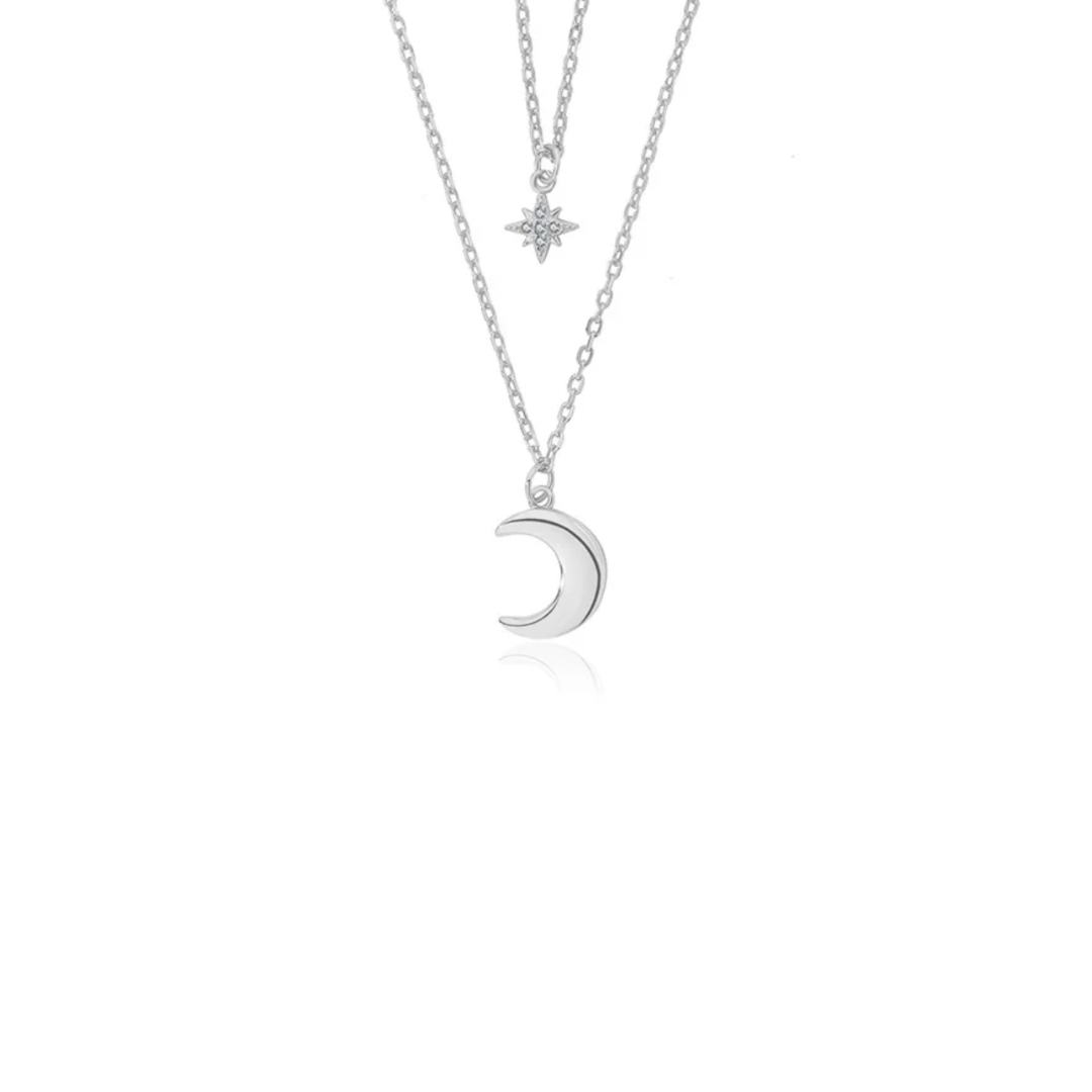 Shimmer in style with our DOUBLE LAYER SUN AND MOON SILVER NECKLACE.

A playful way to embrace the power of manifestation affirmations, this necklace features a double layer design with a sun and moon charm. 
Perfect for adding a touch of whimsy to any outfit! 

Unleash the power of your YOUniverse… and look HOT doing it. 


Material: 925 Sterling Silver

Measurements: 15.60 in

Height between layers with pendant: 1.80 in