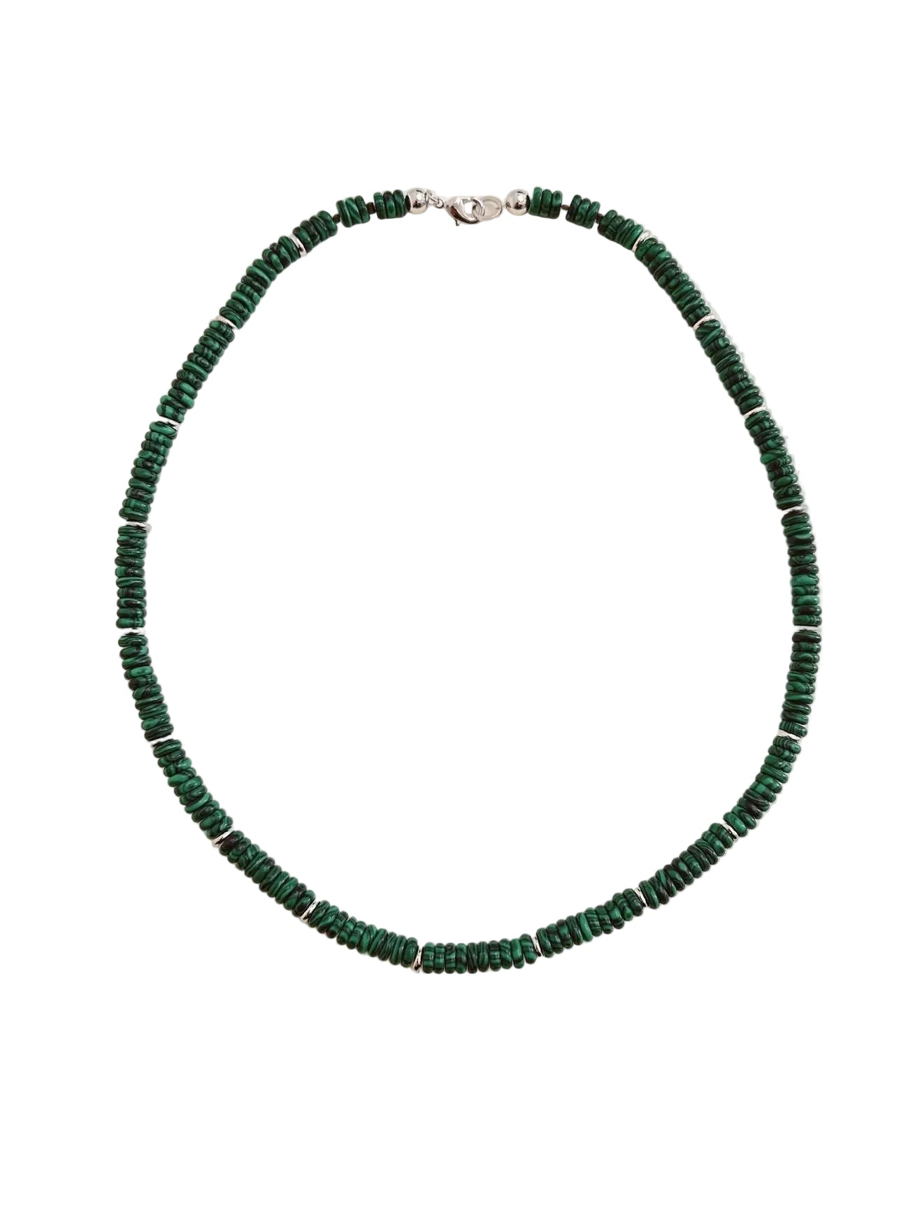 Positano malachite beaded necklace with genuine green gemstones