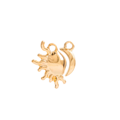 Sun And Moon charm in 22K gold-plated finish