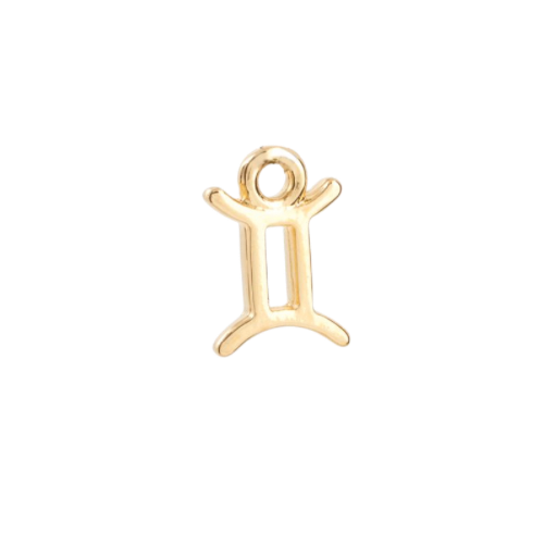 Gemini zodiac charm in 22K gold-plated finish