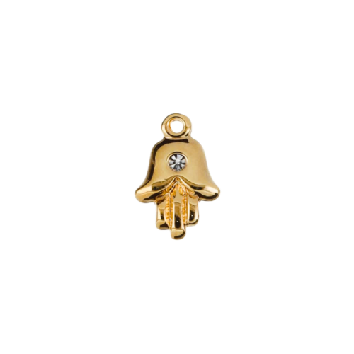 Hamsa Crystal charm in 22K gold-plated finish
