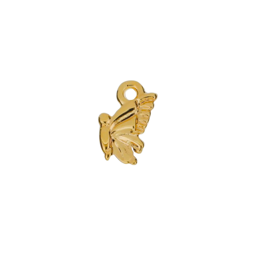 Side Butterfly charm in 22K gold-plated finish