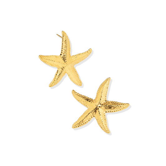 Coral – Starfish Golden Earrings