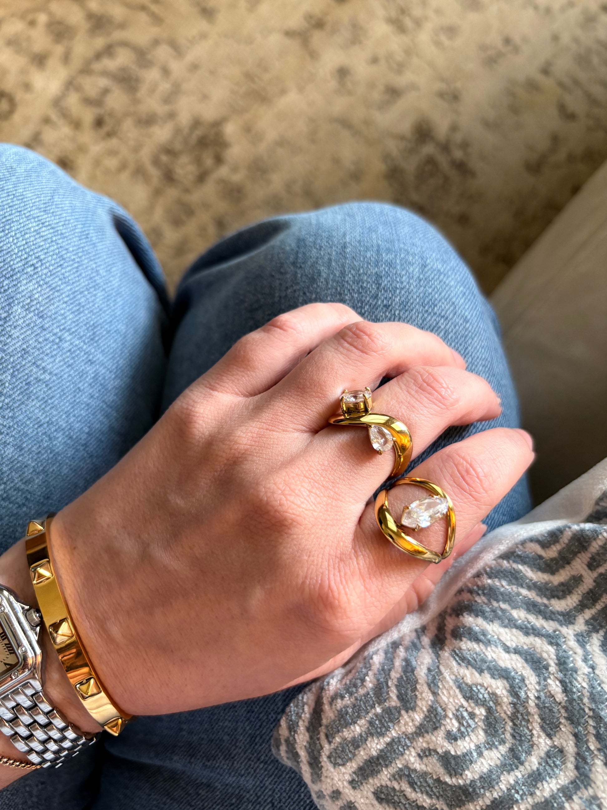 Serena marquise zircon ring side view