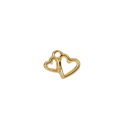 Double Heart charm in 22K gold-plated finish