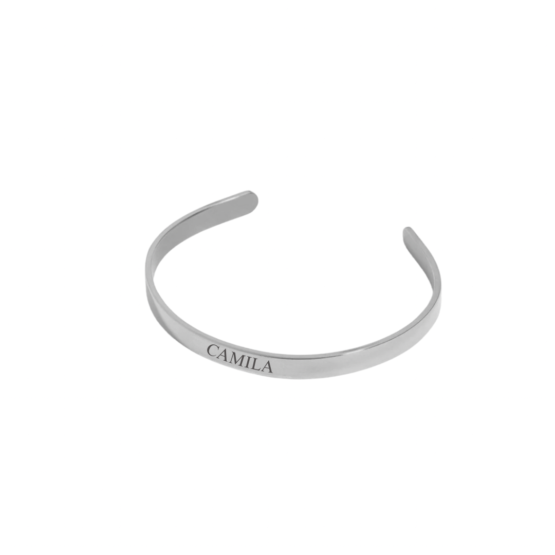 Silver custom engraved bracelet, personalized with name
