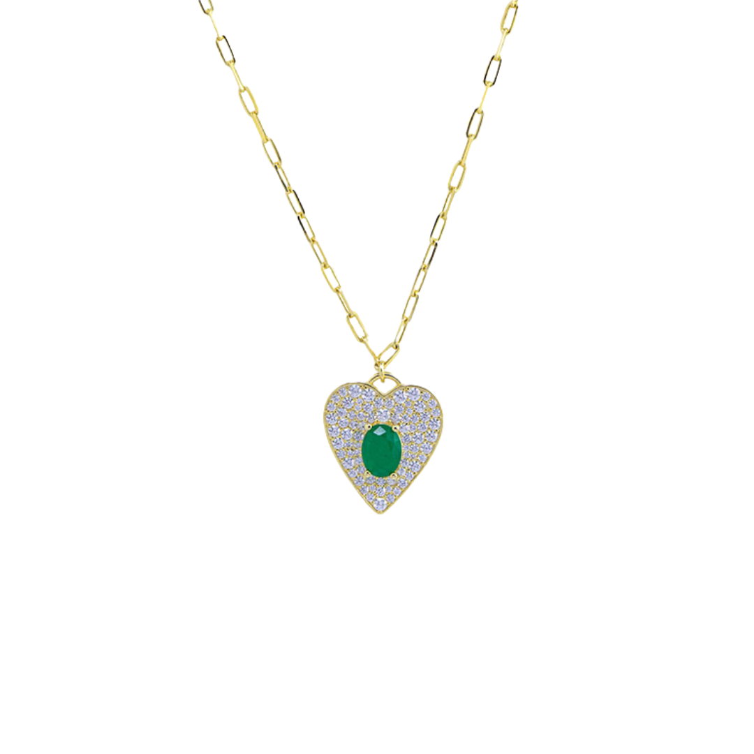 Add a touch of love to your look with our EMERALD HEART FIGARO NECKLACE. 

This stunning necklace features a delicate figaro chain and a heart-shaped emerald pendant that adds a touch of whimsy to any outfit.

Perfect for adding a pop of color and charm to your look. Wear it alone or layer it with other pieces for a unique and playful look. 


Material: Sterling silver .925 + 18K gold plated

Measurements: 17 in + 1.10 in pendant : .80 x .70 in