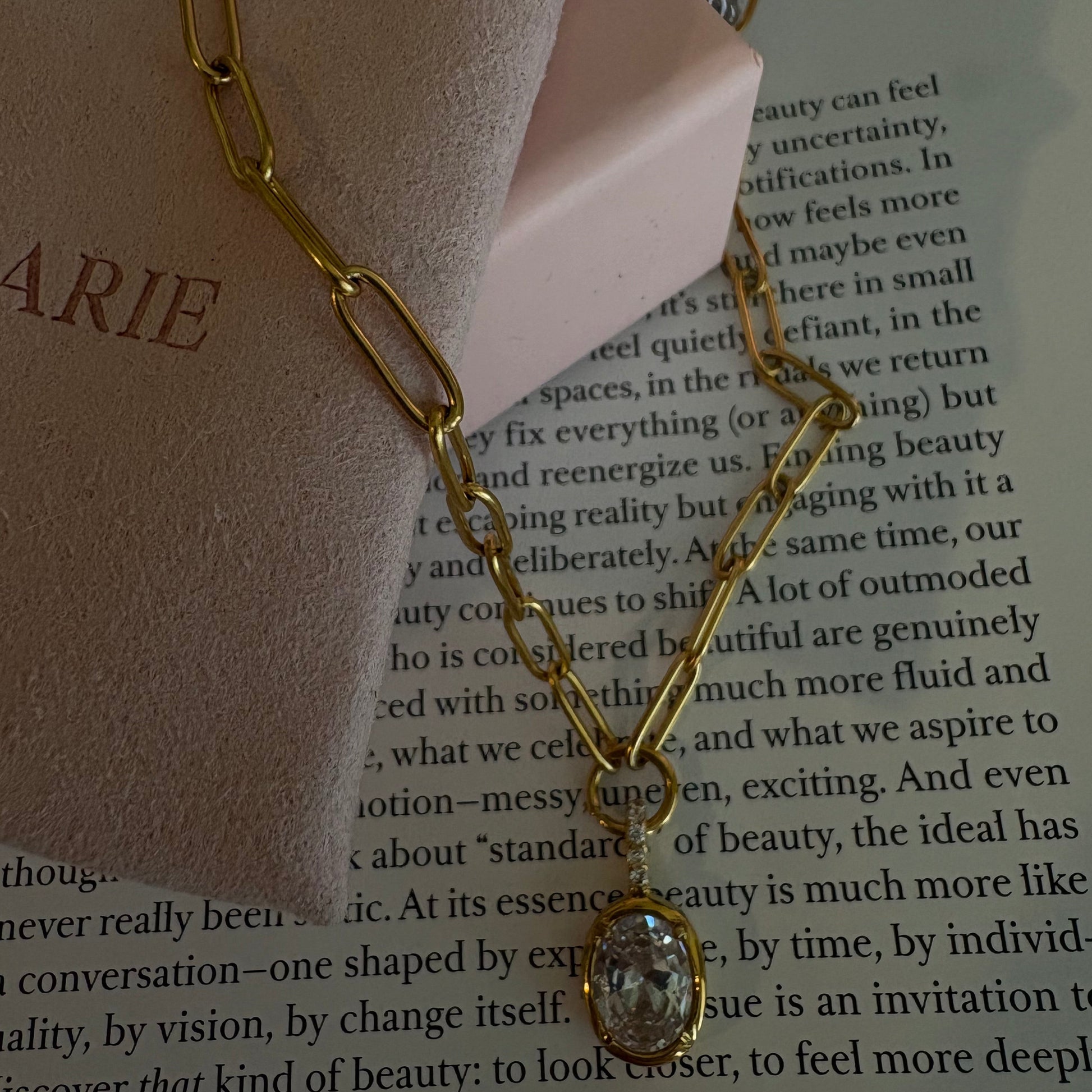 Margaret oval paperclip necklace close-up detail