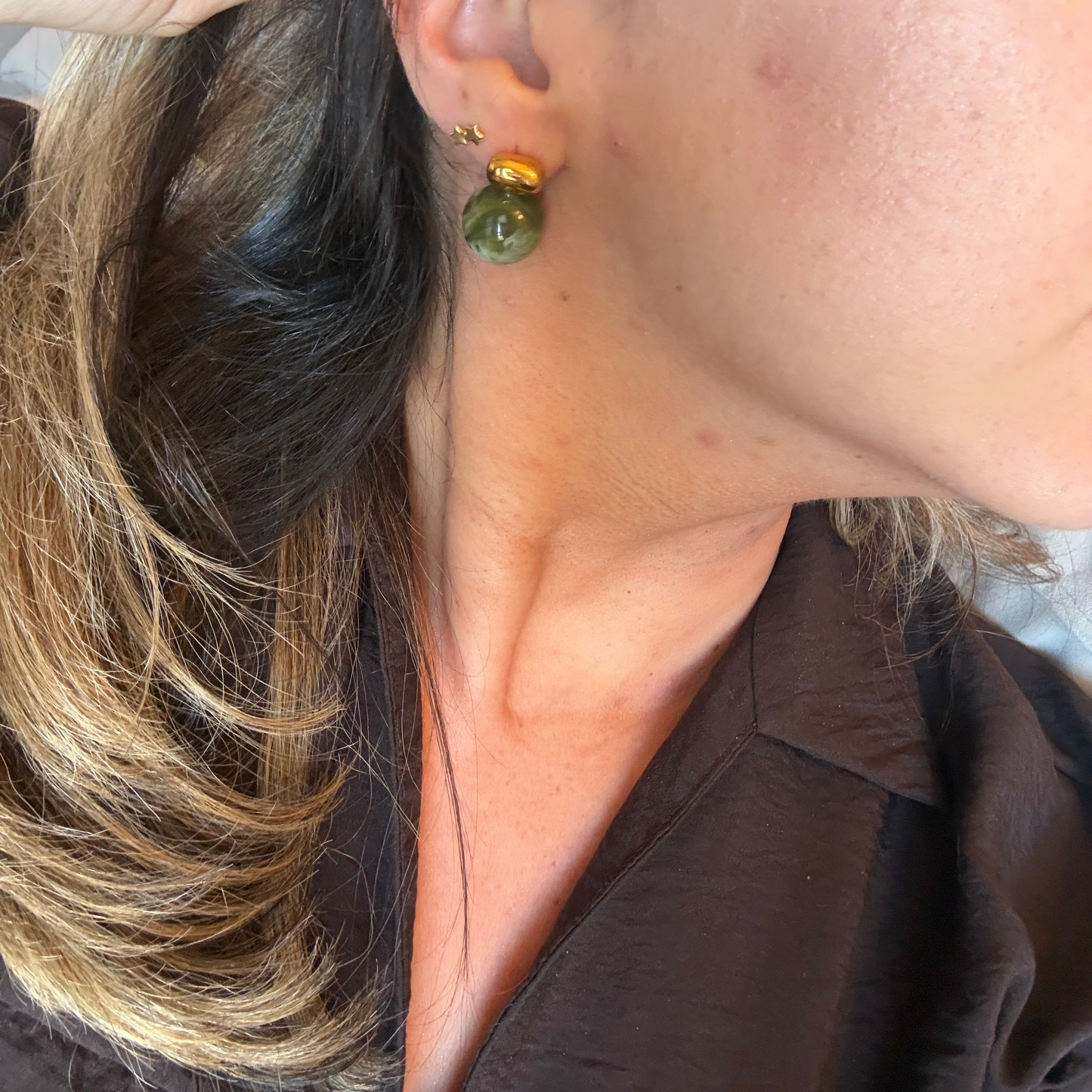 Olivia marble drop earrings lifestyle shot