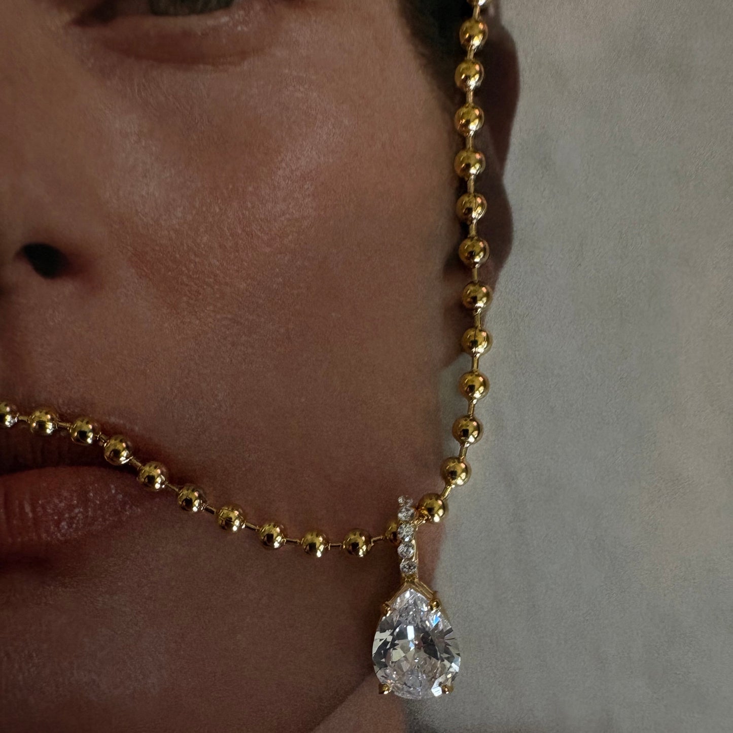 Charlotte Teardrop Ball Chain Necklace