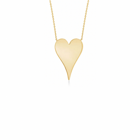 This elegant heart necklace will add a touch of sophistication to any outfit. Crafted with a sleek and pointed design, it will catch the eye and capture the heart. Perfect for a special occasion or simply to show someone you care, this necklace is a must-have for any jewelry collection.


Material: Sterling silver .925 + 18K gold plated

Measurements: 16 in + 2 in pendant heart: .57 x .80 in