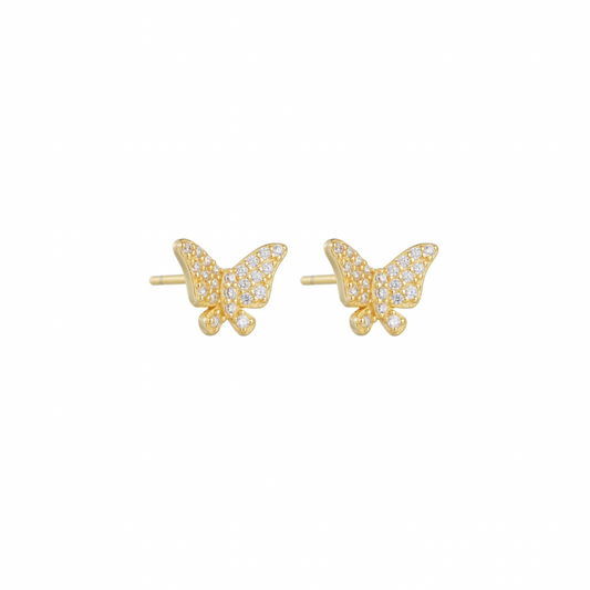 Introducing the SPARKLE BUTTERFLY GOLDEN STUDS, the perfect accessory for any occasion. Crafted with stunning detail and sparkle, these butterfly-shaped golden studs will add a touch of elegance and charm to your outfit.


Material: .925 Sterling Silver + 14K gold plated
Measurements: .40 in x .25 in