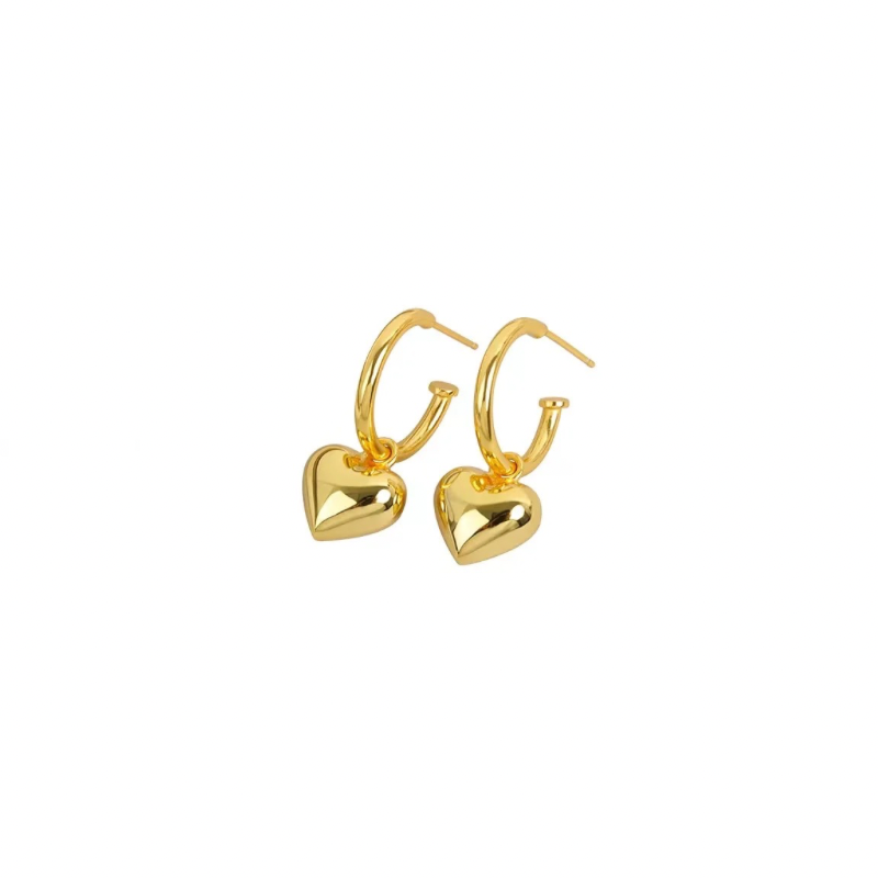 Add a touch of love to your wardrobe with our PUFFY HEART GOLDEN HOOPS. 
Show off your quirky side and spread some love with these golden hoops!


Material: 925 Sterling Silver + gold plated 18K

measurements: .65 in x .45 in 
