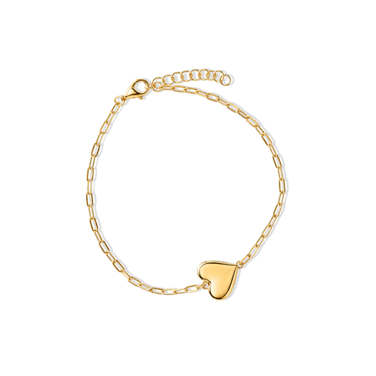 Single Heart Paperclip Gold Bracelet