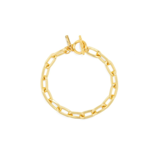 Upgrade your style with the CLIP GOLDEN LINK BRACELET. Its unique design adds a touch of playfulness to any outfit. Clip it on for a fun, effortless look that is sure to make a statement. Perfect for any occasion, this bracelet is the must-have accessory for any trendsetter.

Material: Sterling silver .925 + 18K gold plated