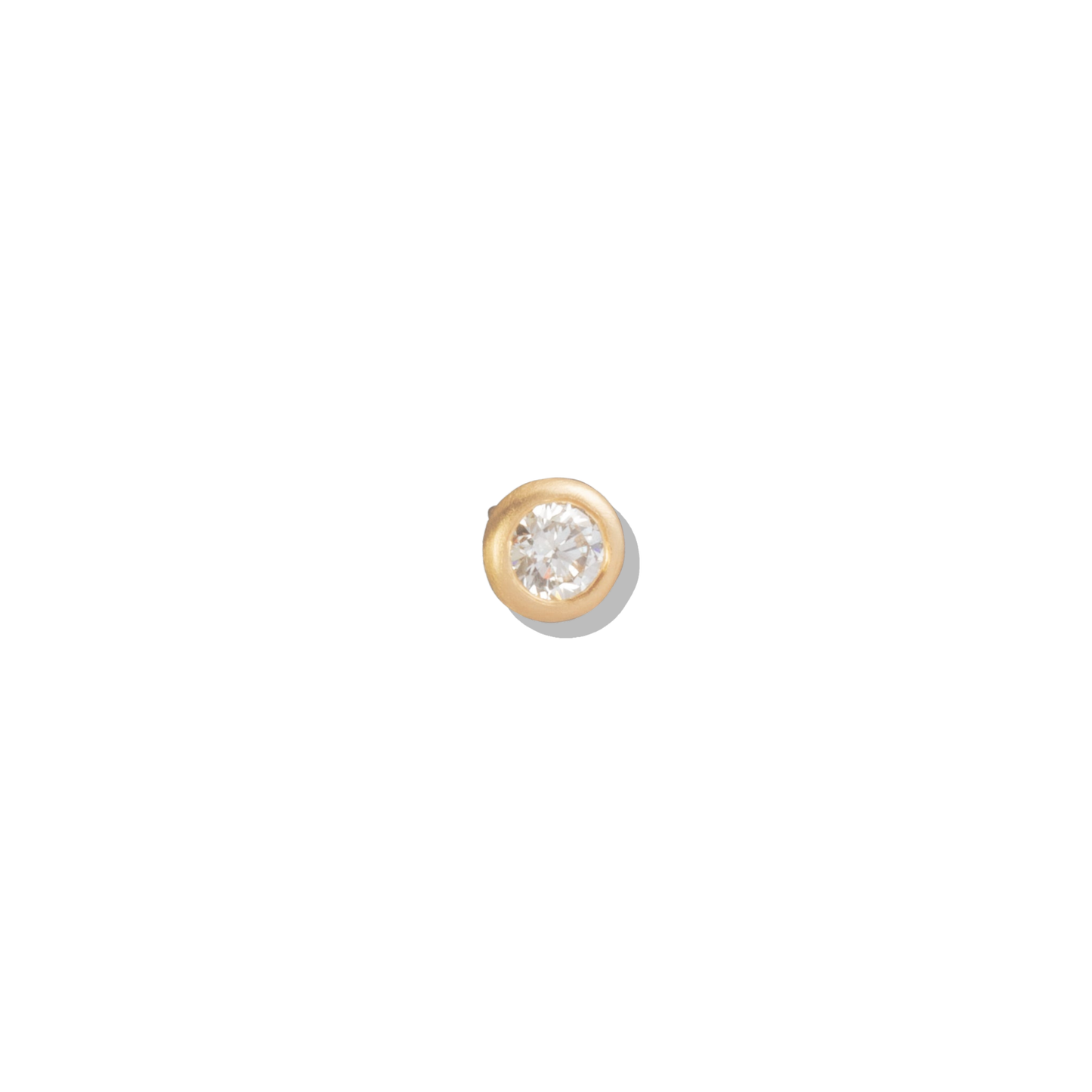 Solid 10K gold bezel-set clear CZ solitaire stud earrings, 2.5mm, screw-back