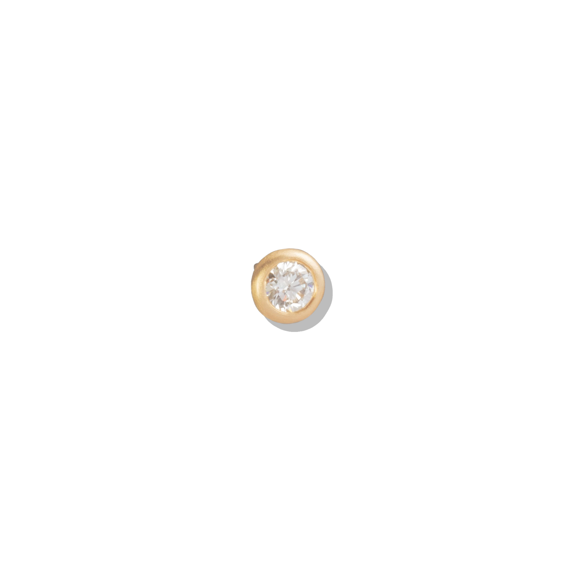 Solid 10K gold bezel-set clear CZ solitaire stud earrings, 2.5mm, screw-back