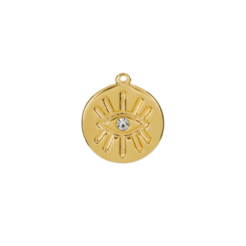 Evil Eye Crystal charm in 22K gold-plated finish
