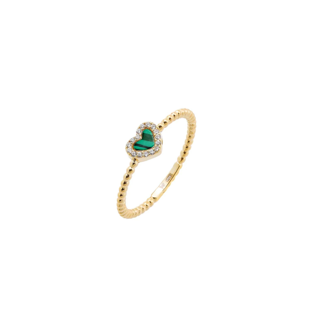 Cute Heart Green Ring in 14K gold-plated .925 sterling silver — Fanie Marie Jewelry