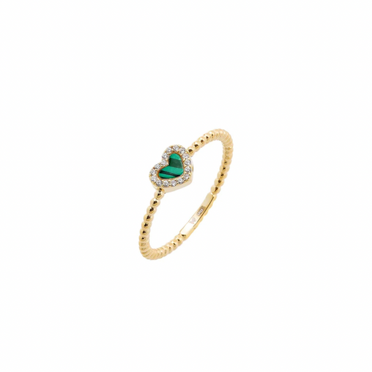 Cute Heart Green Ring in 14K gold-plated .925 sterling silver — Fanie Marie Jewelry