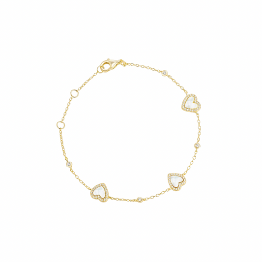 Add a touch of love to your outfit with our Cute Heart Mother Pearl Bracelet. The delicate heart design and lustrous pearl make this accessory both elegant and endearing. Perfect for any occasion, this bracelet will add a charming touch to your look.


Material: Sterling silver .925 + 18K gold plated

Measurements: 7.60 in 