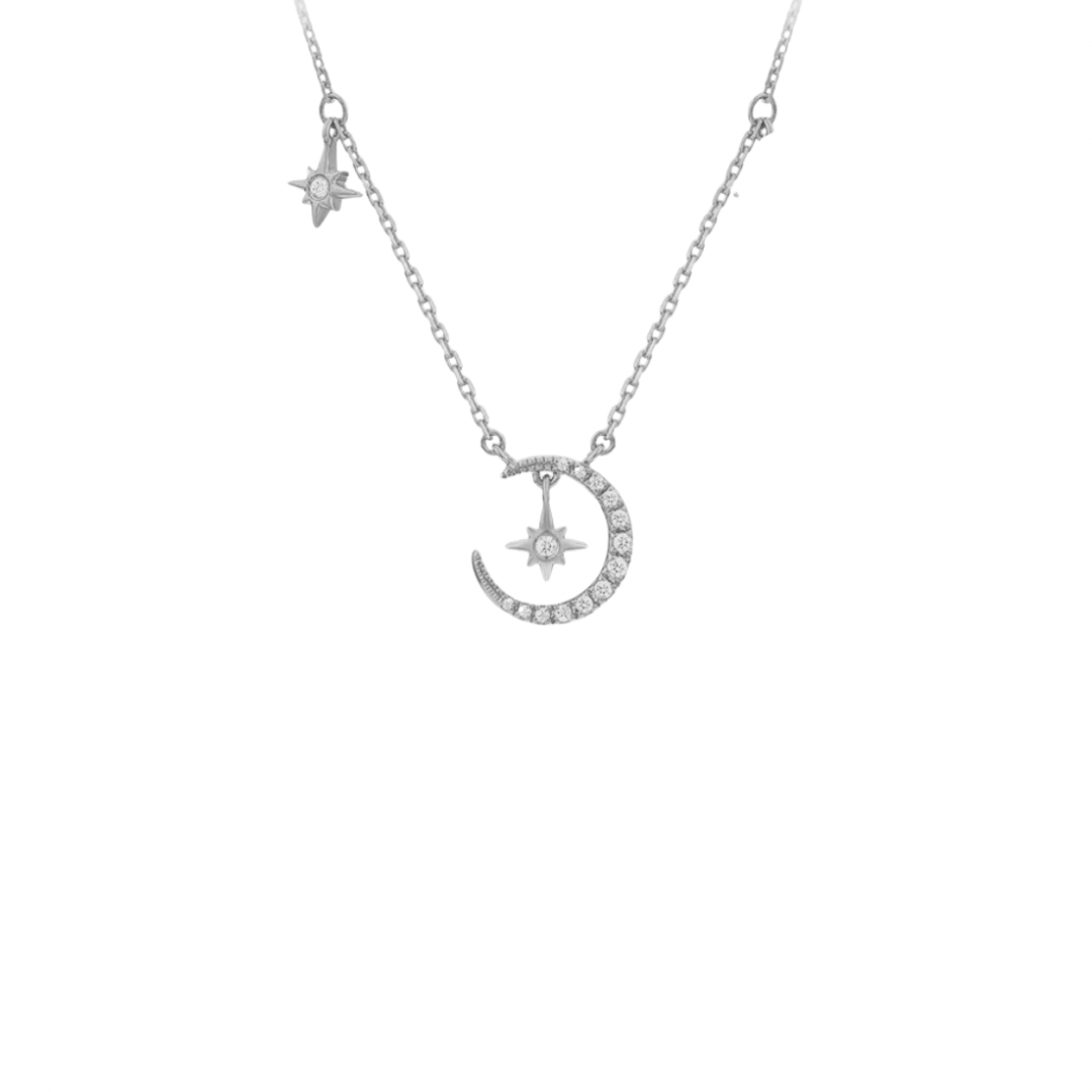 Unleash your inner goddess with our MOON DOUBLE STAR SILVER NECKLACE! This stunning necklace features a delicate moon and star design, adding a touch of celestial magic to any outfit. Elevate your style and shine like the stars with this unique and elegant accessory.


Material: 925 Sterling Silver

Measurements: 16.4 in + 1.5 in