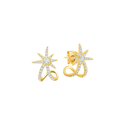 Crafted with a unique Stardust design, these cuff earrings are a must-have for any jewelry collection. Made with precision and expertise, these earrings are both elegant and stylish, sure to elevate any outfit. Add a touch of sparkle to your look with these timeless pieces.

Material: Sterling silver 925 with 18k gold plating

Measurements: .75 x .47 in