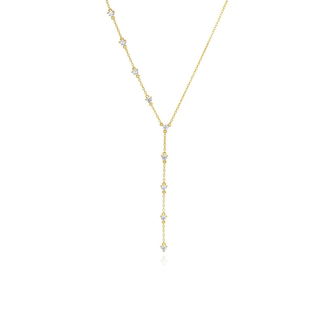 For the times you want to feel like your MOST badass self…  The awesome Golden Figaro Sparkle Lariat Necklace!

This lariat style necklace (or Y necklace) features a golden figaro chain adorned with sparkling accents. Looks perfect with a low cut top or layered over a t-shirt for an edgy everyday look. Who says you can't have a little fun with your accessories? 😉 🌟

 

Material: .925 Sterling Silver + 18K gold plated

Measurements: 16.10 in + 1.80 in

length of dropped sparkles:  2.80 in