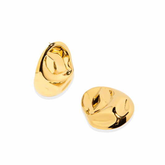 The Muse – Asymmetric Gold Oval Earrings