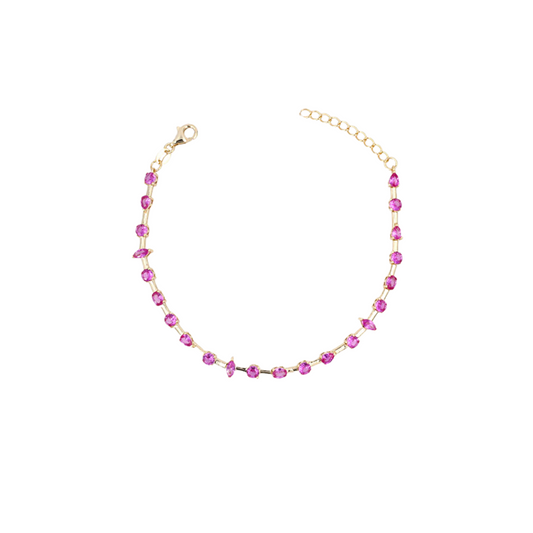 This bracelet is perfectly pink and uniquely patterned - a standout accessory! 💕

Material: Sterling silver .925 + 18K gold plated

Measurements: 6.30 in + 1.10 in